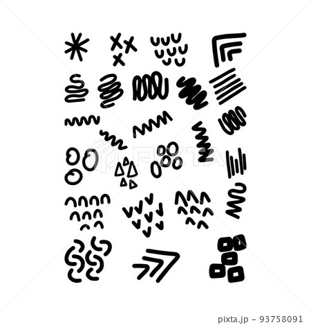 Abstract hand drawn shape doodle, vector modern and contemporary design art element collection for poster, wall art and print collections in a glyph illustration 93758091