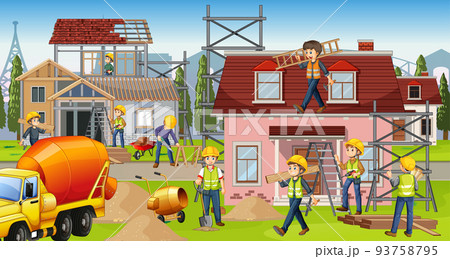 Construction site with workers Construction site with workers 93758795
