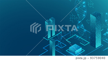 Isometric science concept. Abstract DNA technology background. Vector illustration Isometric science concept. Abstract DNA technology background. Vector illustration 93759040