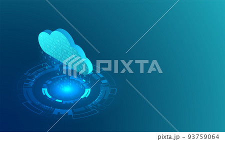 Isometric big data flow processing concept, cloud database. Abstract technology background. 93759064