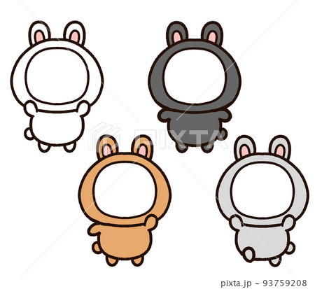 ウサギの顔はめフレームセットのイラスト素材