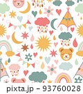 Funny kids pattern pastel colors 93760028