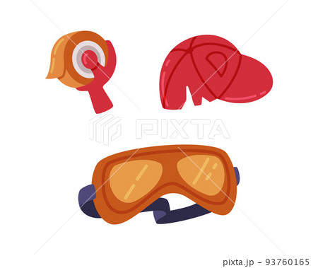 Duct Sticky Tape, Red Cap and Goggles Vector Set 93760165