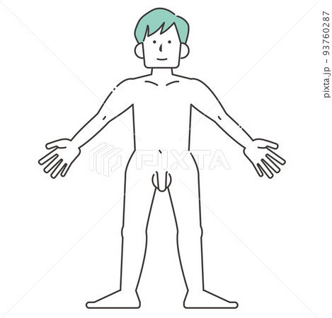 全裸の男性の全身立ち姿 93760287