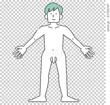 全裸の男性の全身立ち姿 93760287