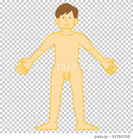 一個裸體男人的全身站立圖 93760288