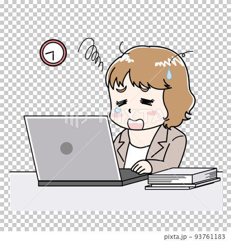 由於加班而在電腦前遇到麻煩的女人 93761183