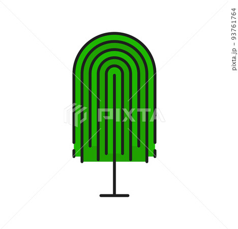 Tree icon, green forest or park garden plant, vector isolated symbol. Oak, willow or birch tree with leaves and branches in thin line or flat outline, exotic tropical and forest plant icon 93761764