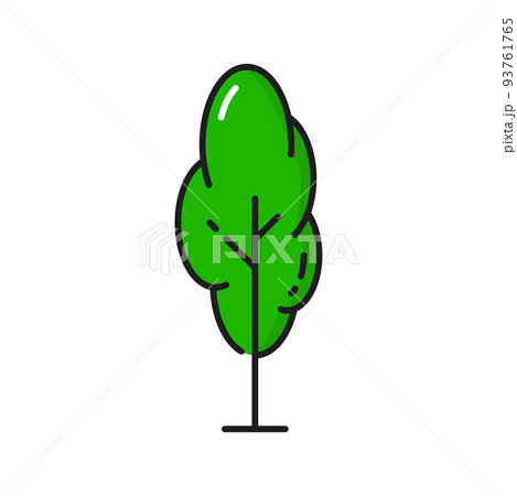 Tree icon of green forest park or garden plant, vector isolated symbol. Forest or tropical tree with leaves and branches, garden oak, maple or elm tree icon for landscape design in thin line 93761765