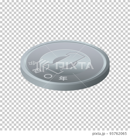Relatively realistic 1 yen coin (isometric) 93762065