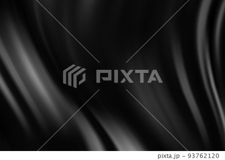 Black wavy fabric, abstract luxury background. Draped silky textile. 93762120