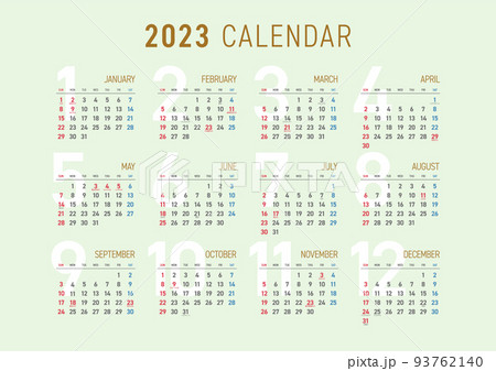 2023年 年間カレンダー 祝日・行事入り 2023年 年間カレンダー 祝日・行事入り 93762140