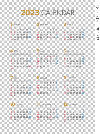 2023年　年間カレンダー　祝日・行事入り　 93762143