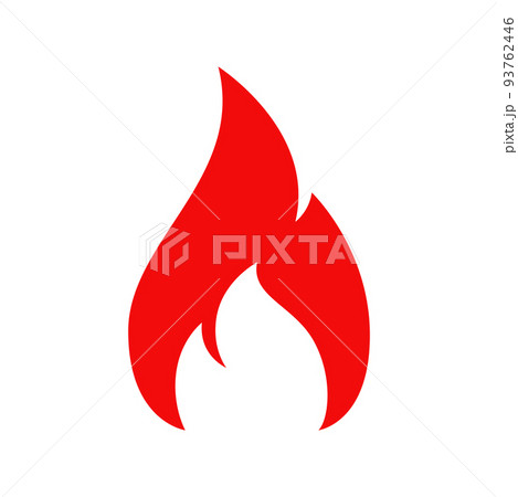 Fire, campfire isolated vector icon, torch flame, red burning bonfire blaze symbol with long waving tongues. Cartoon design element, glowing ignition 93762446