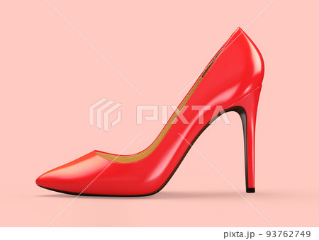 Red women's shoes on beige background. 3D... - Stock Illustration  [93762749] - PIXTA