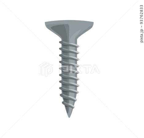 Screw, self-tapping fastener, carpentry, construction and woodwork hardware, vector. Self tapping screw, fastening equipment, carpentry or woodcraft tool 93762833