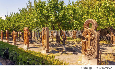 The alley of khachkars of the Armenian monastery. The alley of khachkars of the Armenian monastery. 93762952