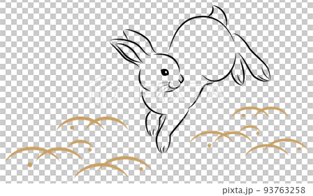 年賀状素材 卯年 飛び跳ねるウサギ 絵筆で描いた墨絵風のお洒落なイラスト ベクター 年賀状素材 卯年 飛び跳ねるウサギ 絵筆で描いた墨絵風のお洒落なイラスト ベクター 93763258