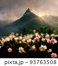 flower mountain realistic morning nature 93763508