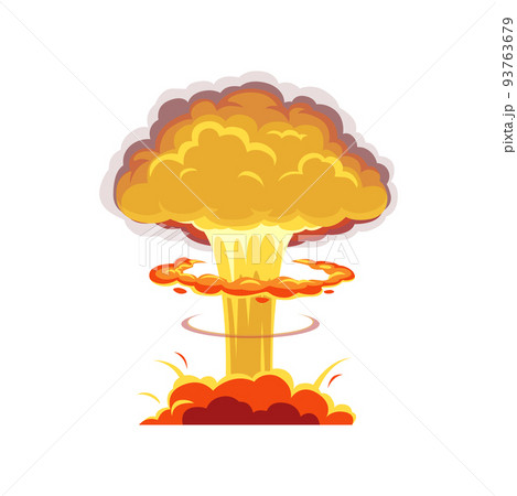 Nuclear bomb explosion isolated icon. Vector cartoon dynamite danger explosive detonation and atomic comics cloud. Boom effect and smoke element, ui game design element, apocalypse or doomsday 93763679