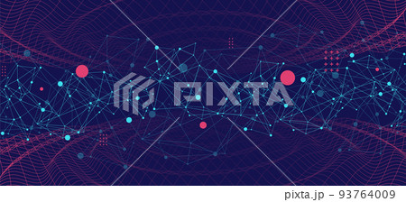 Template for science and technology presentation. Plexus style background. 93764009