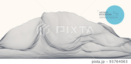 Wireframe landscape background. Futuristic vector illustration. 93764063