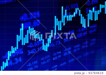 Rising stock market chart on dark background against the backdrop of stock quotes 93764619