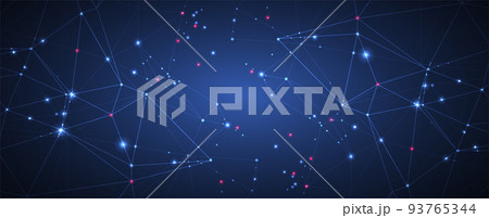 Abstract polygonal vector background with connecting dots and lines. 93765344