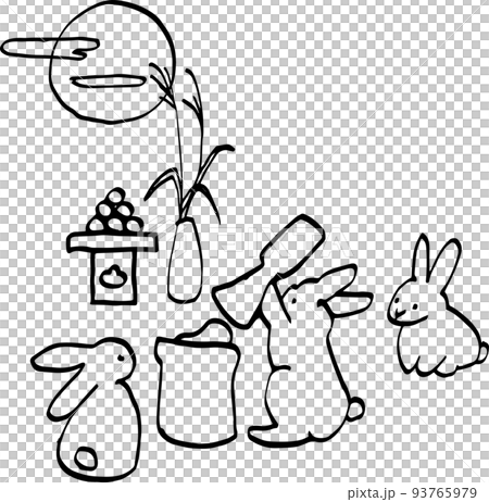 十五夜お月見の線画イラスト 93765979