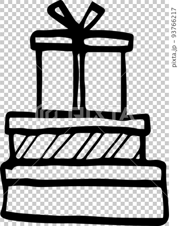 重なったプレゼントの手描き線画イラスト 重なったプレゼントの手描き線画イラスト 93766217