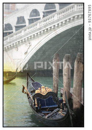 Romantic Venetian canals and gondolas. Venice, Italy 93767895