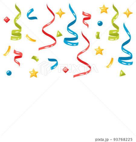 Background with color confetti and streamers. Decoration for celebration. 93768225