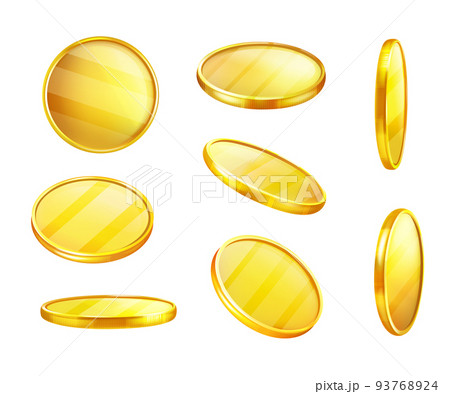 Vector golden coin in different positions, money Vector golden coin in different positions, money 93768924