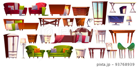 Home furniture vector isolated interior icons 93768939
