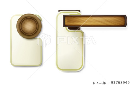 Hotel door knob wooden handle vector illustration Hotel door knob wooden handle vector illustration 93768949