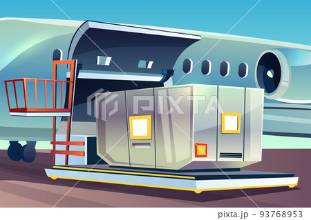 Airplane freight loading vector delivery logistics 93768953