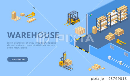 Big warehouse isometric vector web page template 93769018