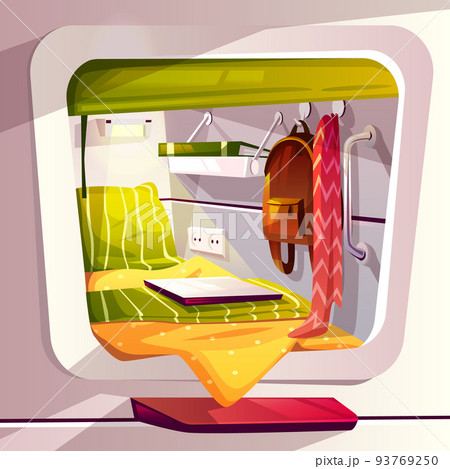 Capsule hotel or pod hostel vector illustration Capsule hotel or pod hostel vector illustration 93769250