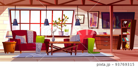 Loft lounge room interior vector illustration 93769315