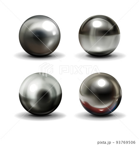 Steel balls on white surface realistic vector 93769506