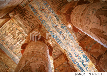 The ruins of the beautiful ancient temple of Dendera or Hathor, Egypt, Dendera The ruins of the beautiful ancient temple of Dendera or Hathor, Egypt, Dendera 93769618