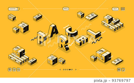 Parcel delivery line word vector halftone design Parcel delivery line word vector halftone design 93769797