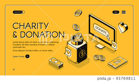 Charity donation vector isometric line halftone 93769811