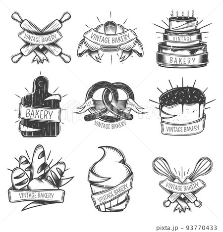 Vintage Bakery Icon Set Vintage Bakery Icon Set 93770433