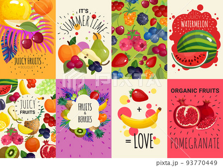 Fruits Berries 8 Banners Set Fruits Berries 8 Banners Set 93770449