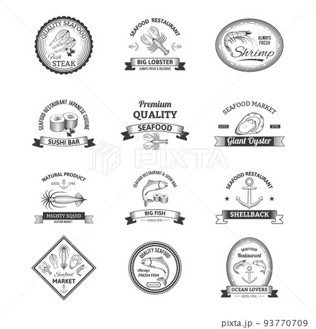 Seafood Retro Emblems Seafood Retro Emblems 93770709