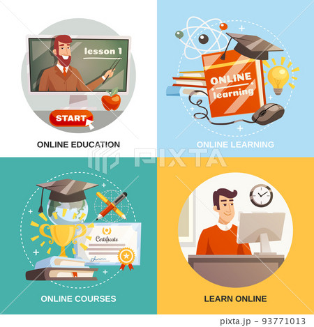 Online Learning 2x2 Design Conceptのイラスト素材 [93771013] - PIXTA