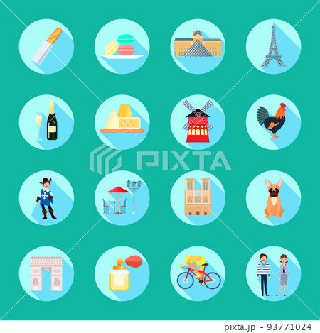 France Round Icons Set 93771024