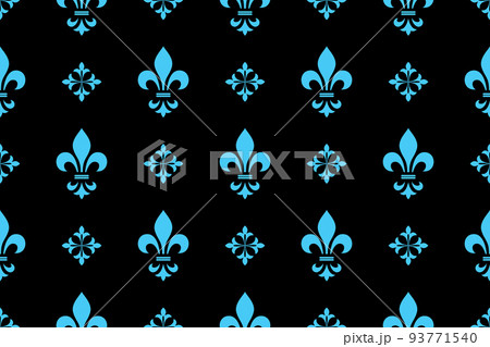 Flower geometric pattern. Seamless vector background. Blue and black ornament Flower geometric pattern. Seamless vector background. Blue and black ornament 93771540