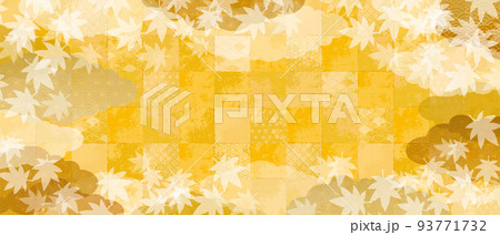 和風柄の紅葉背景イラスト 和風柄の紅葉背景イラスト 93771732